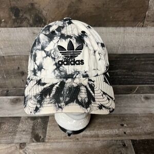 Adidas Tie Dye Baseball Cap Black White Trefoil Logo Adjustable Strap